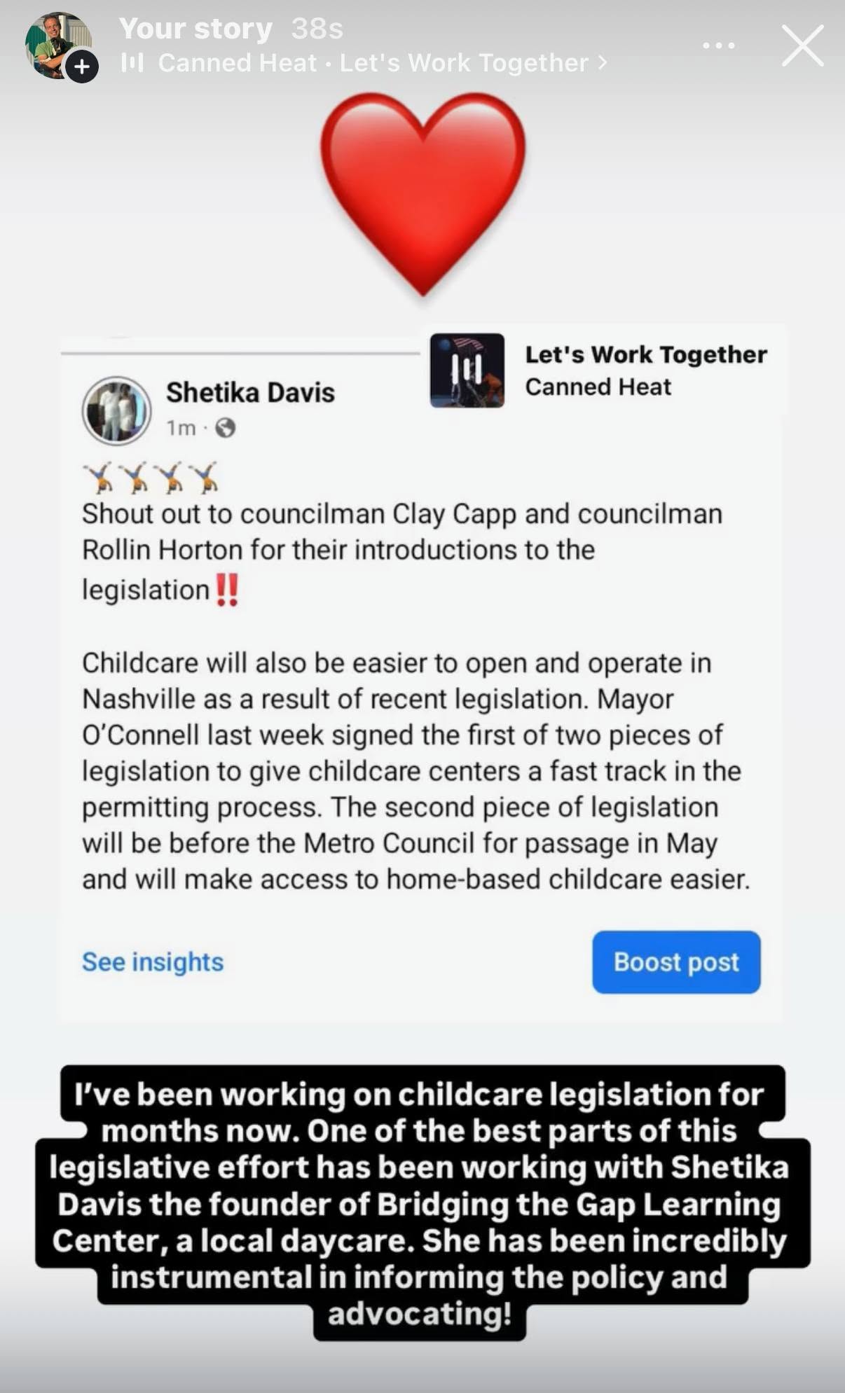 Shout out to councilmen Clay Capp and Rollin Horton on Nashville childcare legislation